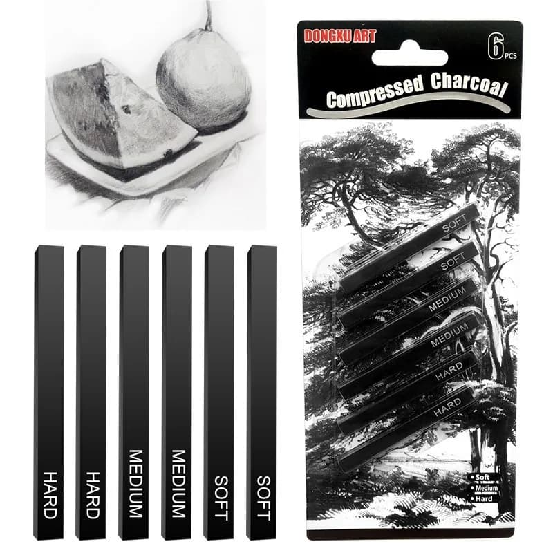 6pcs Sketch Carbon Square Strip Set Water Soluble Color Charcoal Bars Art Painting Details Coloring Graffiti Stick Art Supplies
