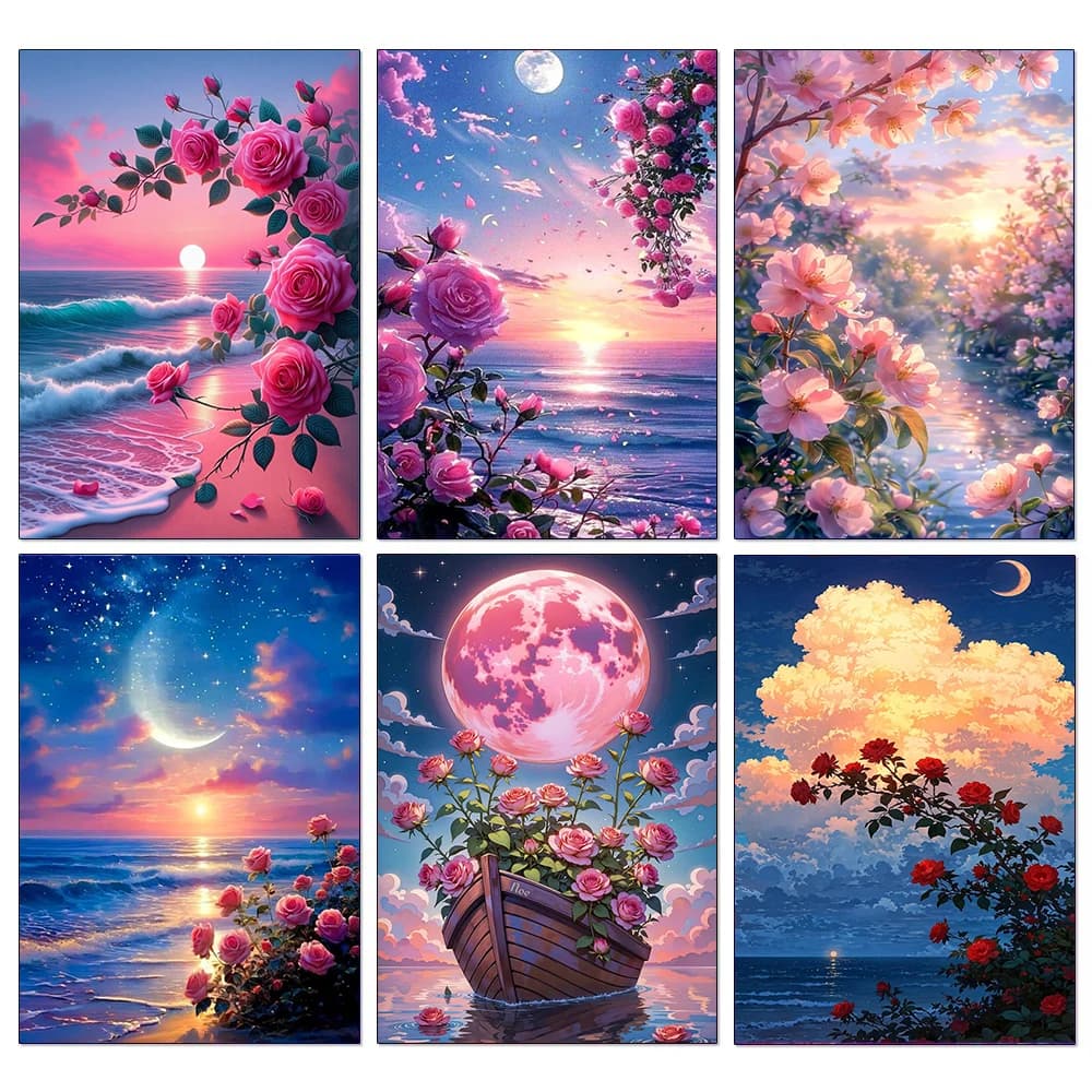 Moon Tree Diamond Painting Kits for Adults Landscape Full Square Round Drill Mosaic Embroidery DIY Home Decor New Release