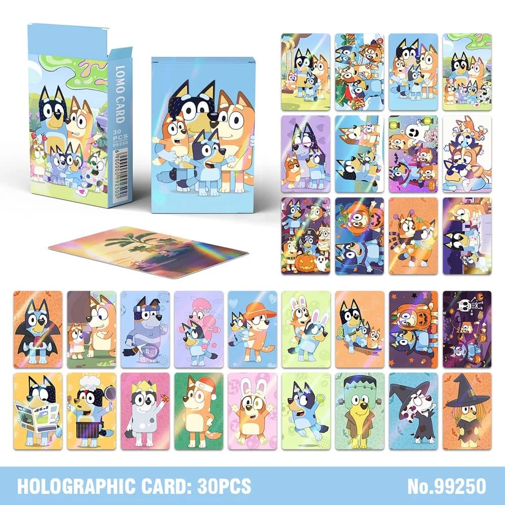 30 Cartoline Bluey & Bingo con Taglio Laser, Stile LOMO, Foto HD, Regalo per i Fan, Carte da Collezione