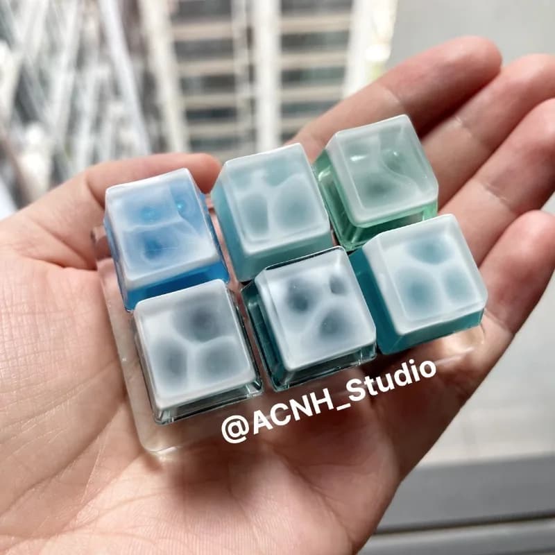 Waves Theme Keycaps Customized Resin Casting Cherry Profile R4 Keyboard Cap for Gaming Mechanical Keyboard Accessories Gifts