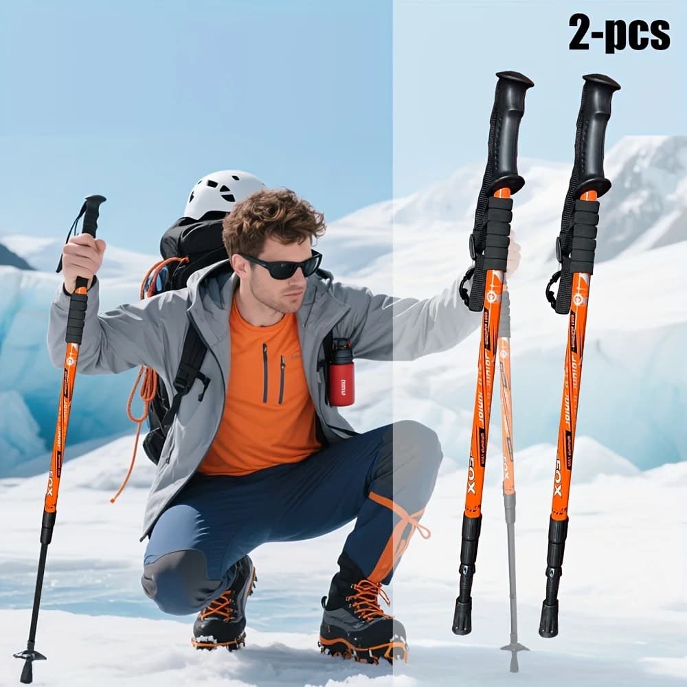Trekking stick with three sections aluminum alloy with straight handle and adjustable suspension, suitable for all terrain, essential