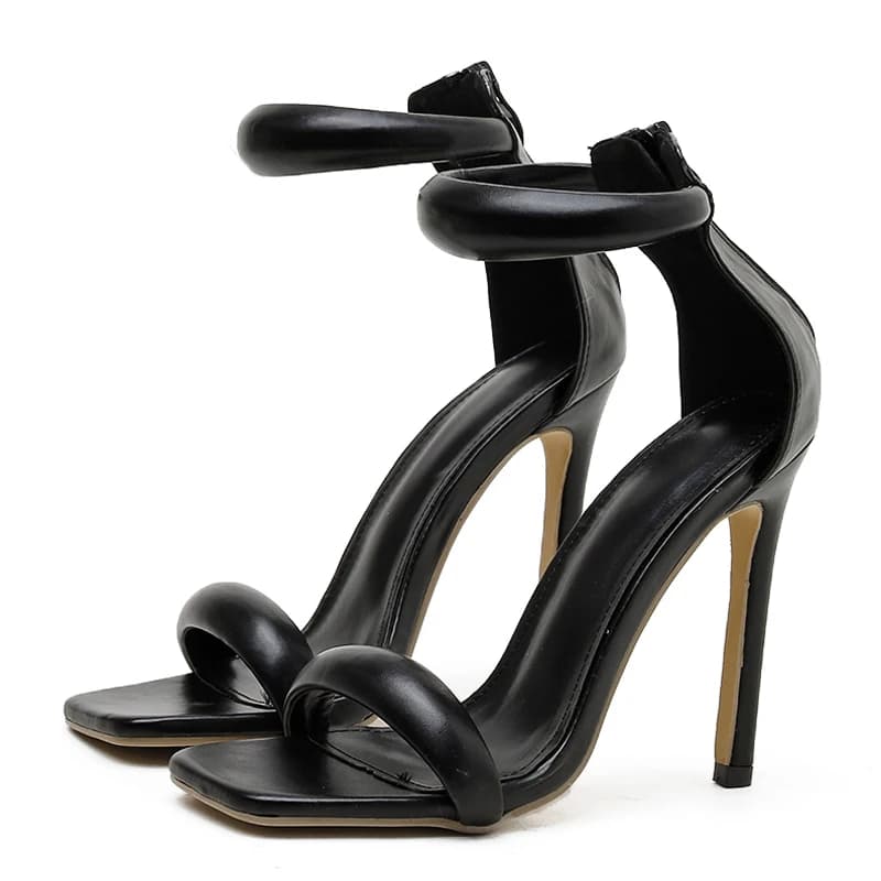 Aneikeh Summer Fashion Round Toe Women Sandals Thin Heels Ankle Wrap Cozy Elegant Dress Party Shoes