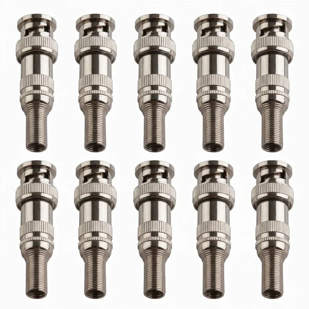 Superbat 10 pz Spina Maschio BNC 50ohm Nichelato, Connettore Coaixla RF Isolato PTFE per Telecamera CCTV Cavo Coassiale RG58