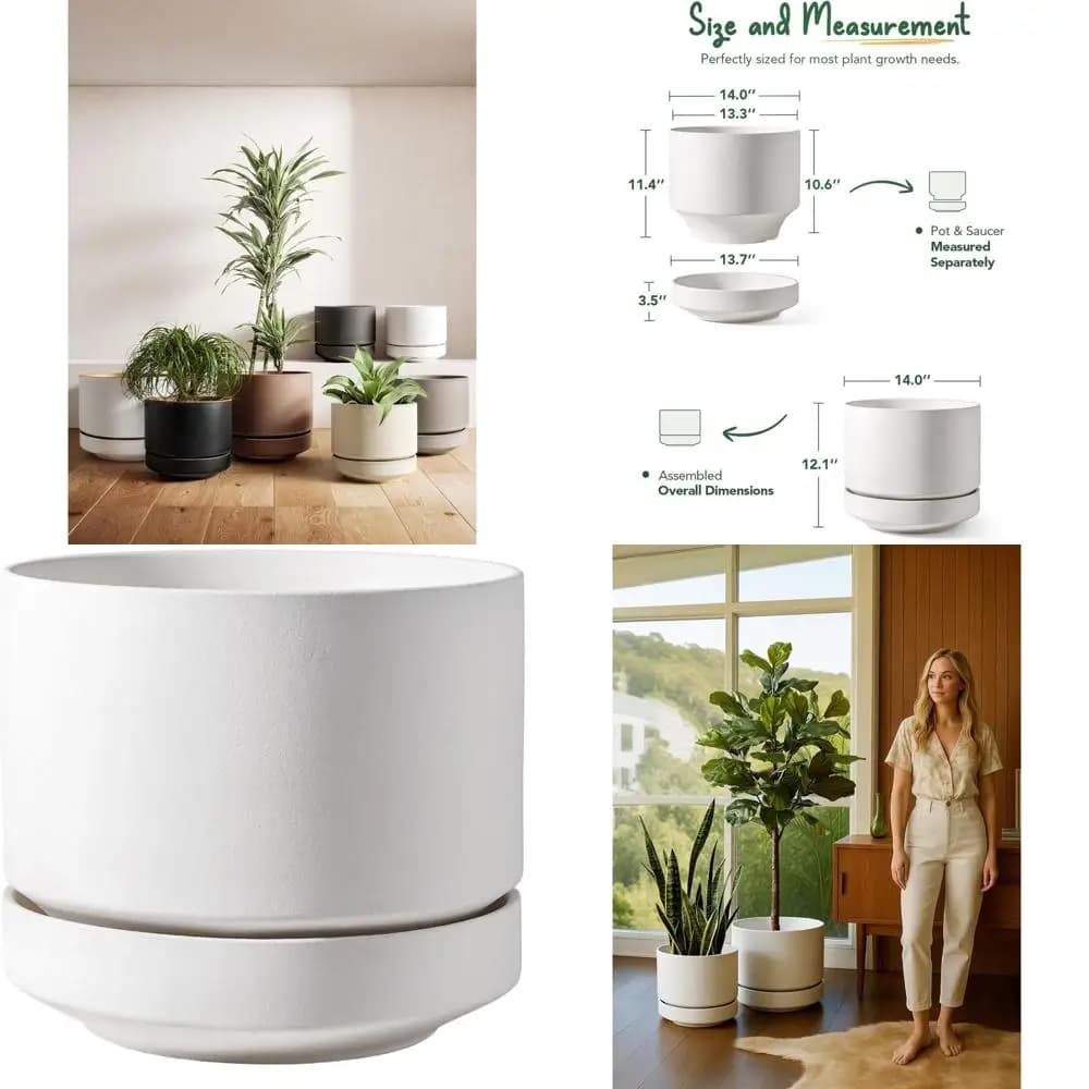 Vases for Plants of 12 Poles with Subvaded | External and Internal Use | Drainage hole, mesh mat and cap | Porous unglazed | Suitable for home, office