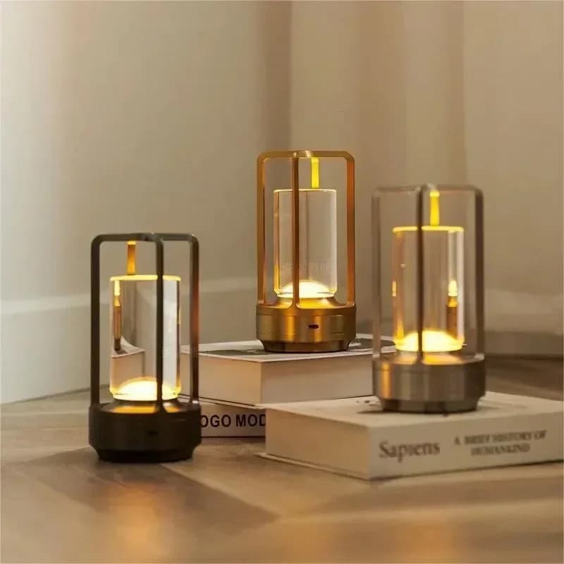 Lampada da Tavolo LED Atmosferica Retrò, Ricaricabile USB, Decorativa per Bar, Camera da Letto, Scrivania, Illuminazione a Batteria