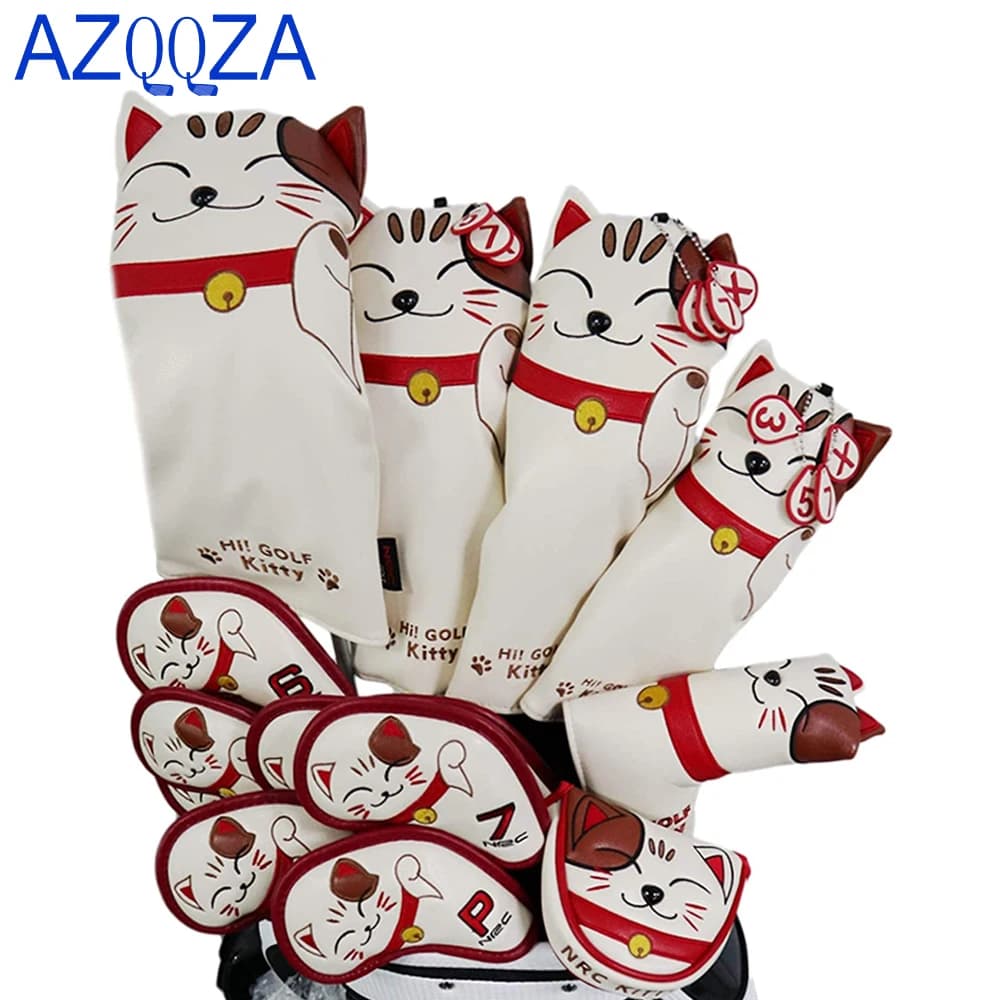 Copricapo Golf 1 3 5 UT Golf Driver/Fairway legno/ibrido/ferro/maglio Putter/lama Putter gatto fortunato cartone animato copricapo