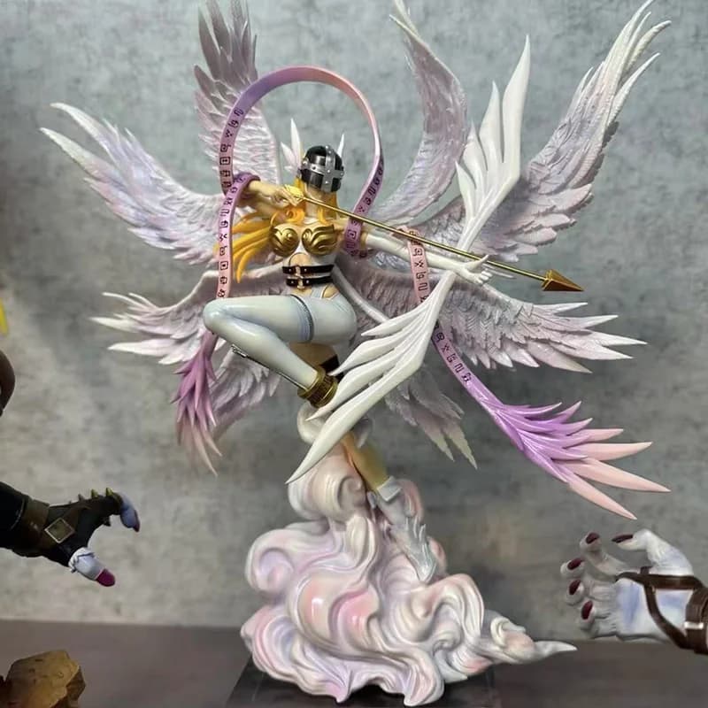 Nuova Statuetta Angewomon di Digimon Adventure da 28CM - Figurina Anime a Tema Tiro con l'Arco, Modellino da Collezione Personalizzato, Regalo