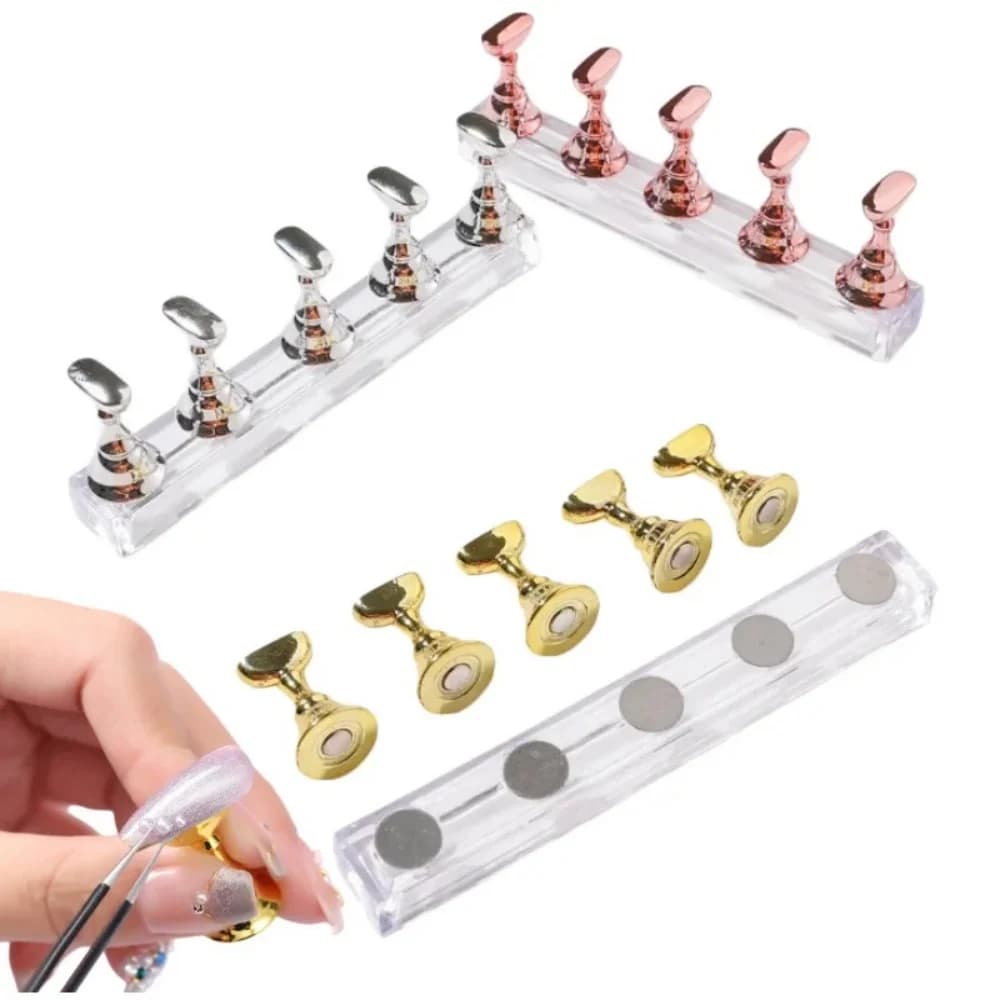 5Pcs Chess Magnetic Nail Holder Showing Shelf Acrylic Nail Tips Practice Display Stand Gel Polish Display Stand Manicure Tools