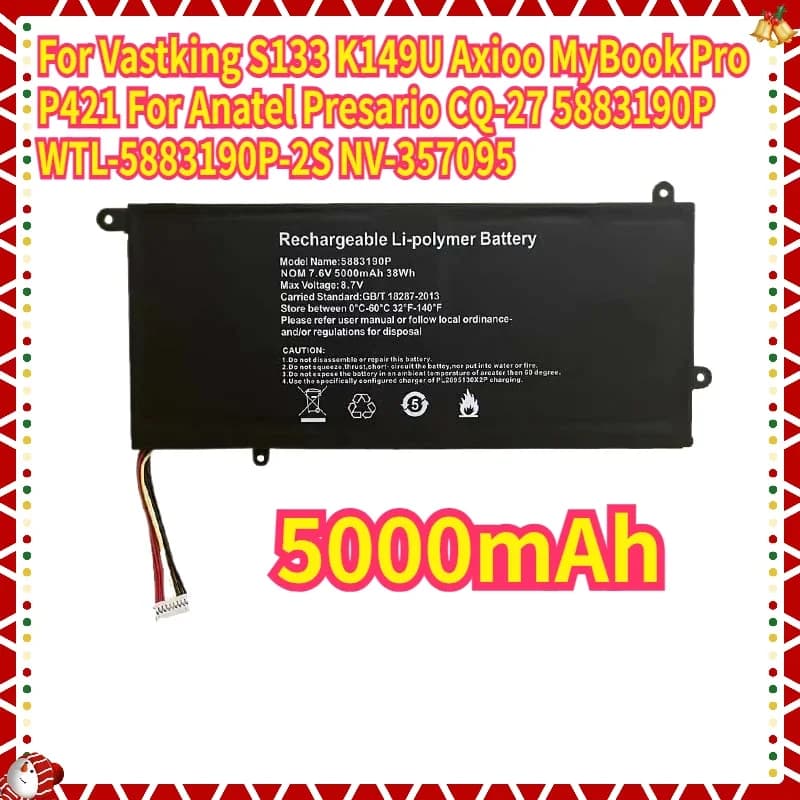 5883190P WTL-5883190P-2S NV-357095 Batteria del computer portatile per Vastking S133 K149U Axioo MyBook Pro P421 Per Anatel Presario CQ-27