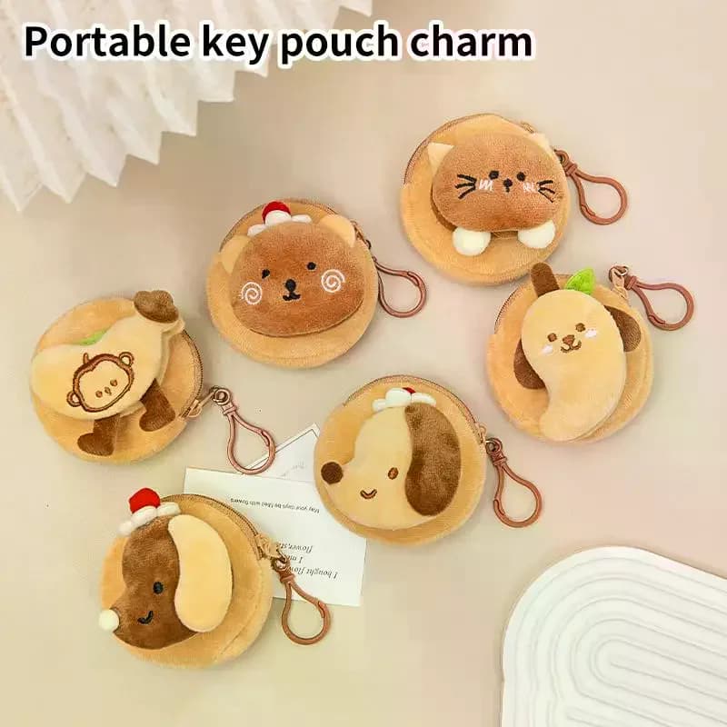 〔CC〕 | Mini portamonete in peluche con animali dei cartoni animati, borsa portaoggetti morbida e portatile, piccolo portafoglio da viaggio per donne e ragazze〔88〕