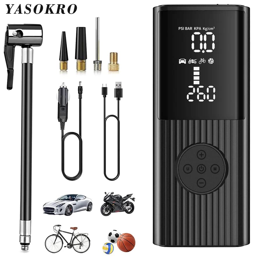 Pompa di gonfiaggio pneumatici 8000mAh compressore d'aria portatile per auto 30L/min pompa ad aria gonfiabile Super veloce 12V DC per Moto Bike Car Tire Balls