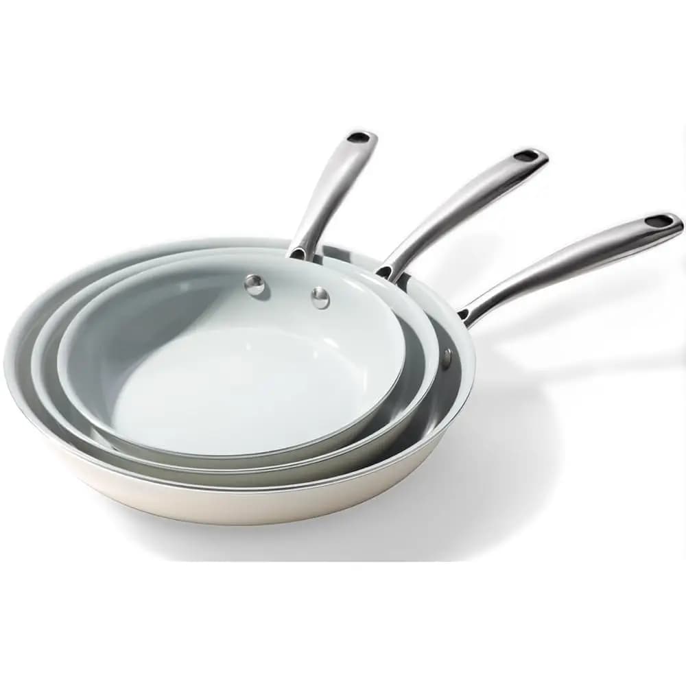 Set di Padelle Antiaderenti in Ceramica: 3 Pezzi da 8, 9.5 e 11 Pollici - Padelle per Uova Sane - Senza PTFE, PFOA, P