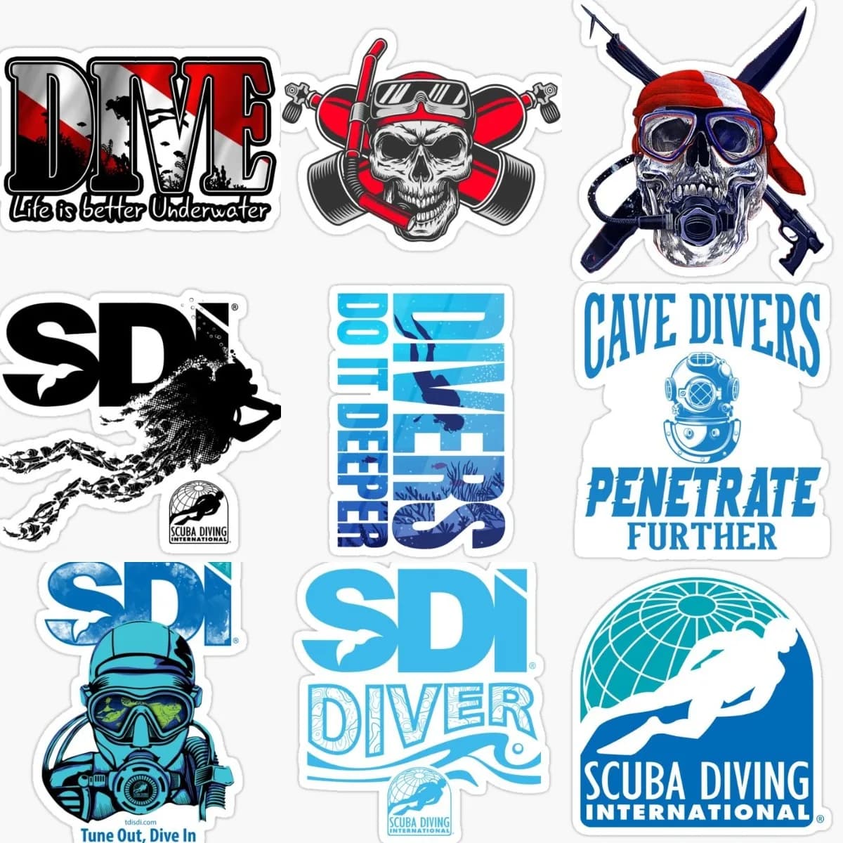 Scuba Diving Diver Flag Skull Sticker Moto Laptop Car window Glass Bike accessories Truck Van Motorcycle Wall Glass Helmet Decal