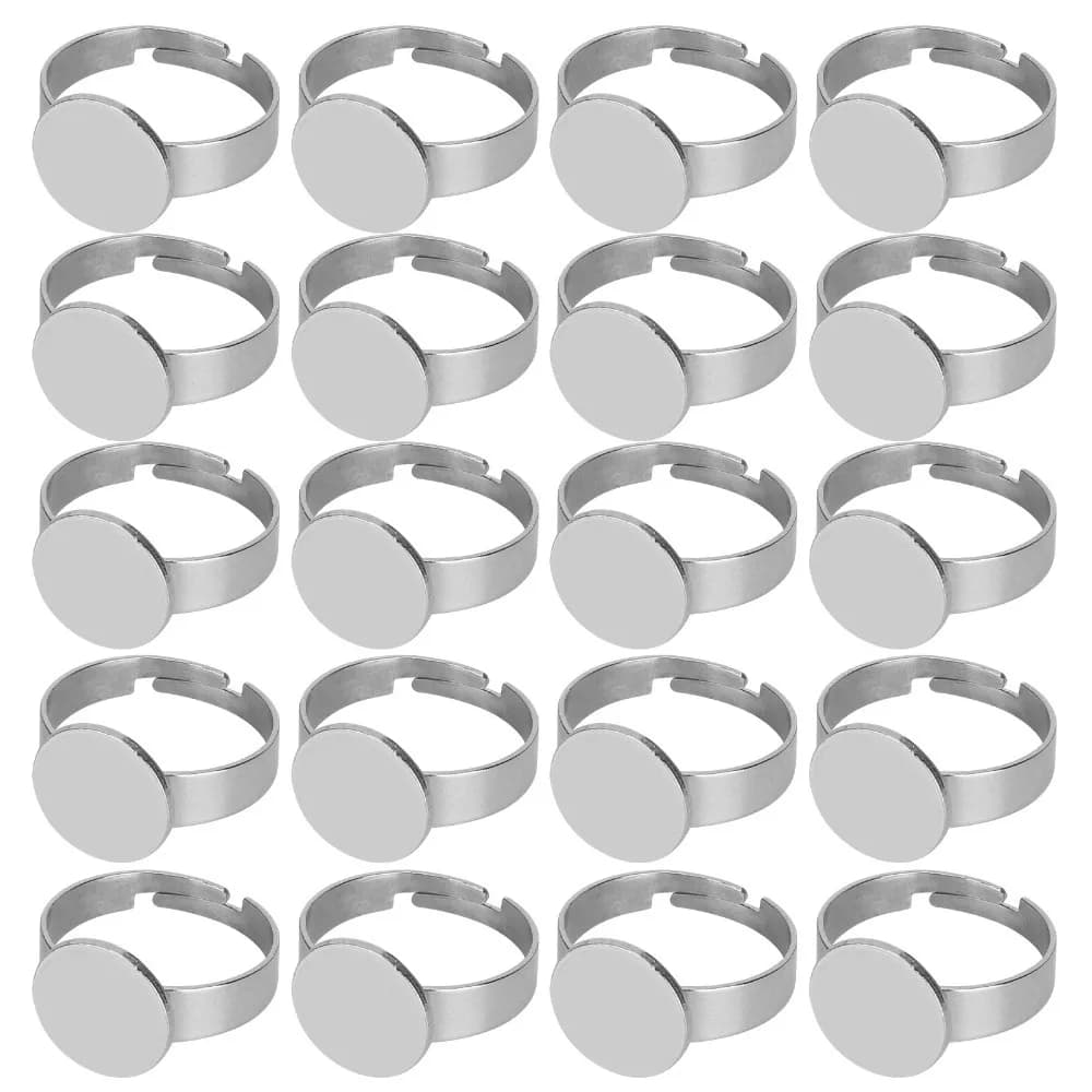 20 Pezzi Strumenti per Gioielli, Base per Anello Piatta in Acciaio Inossidabile, Base per Anello Rotonda da 12mm, Base per Anello Argento, per Creazione Gioielli Fai da Te