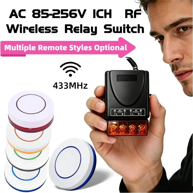 AC 110V 220V 30A Relay Wireless Remote Control Switch System RF 433Mhz Transmitter On Off for Water Heaters Ceiling LED Lamp