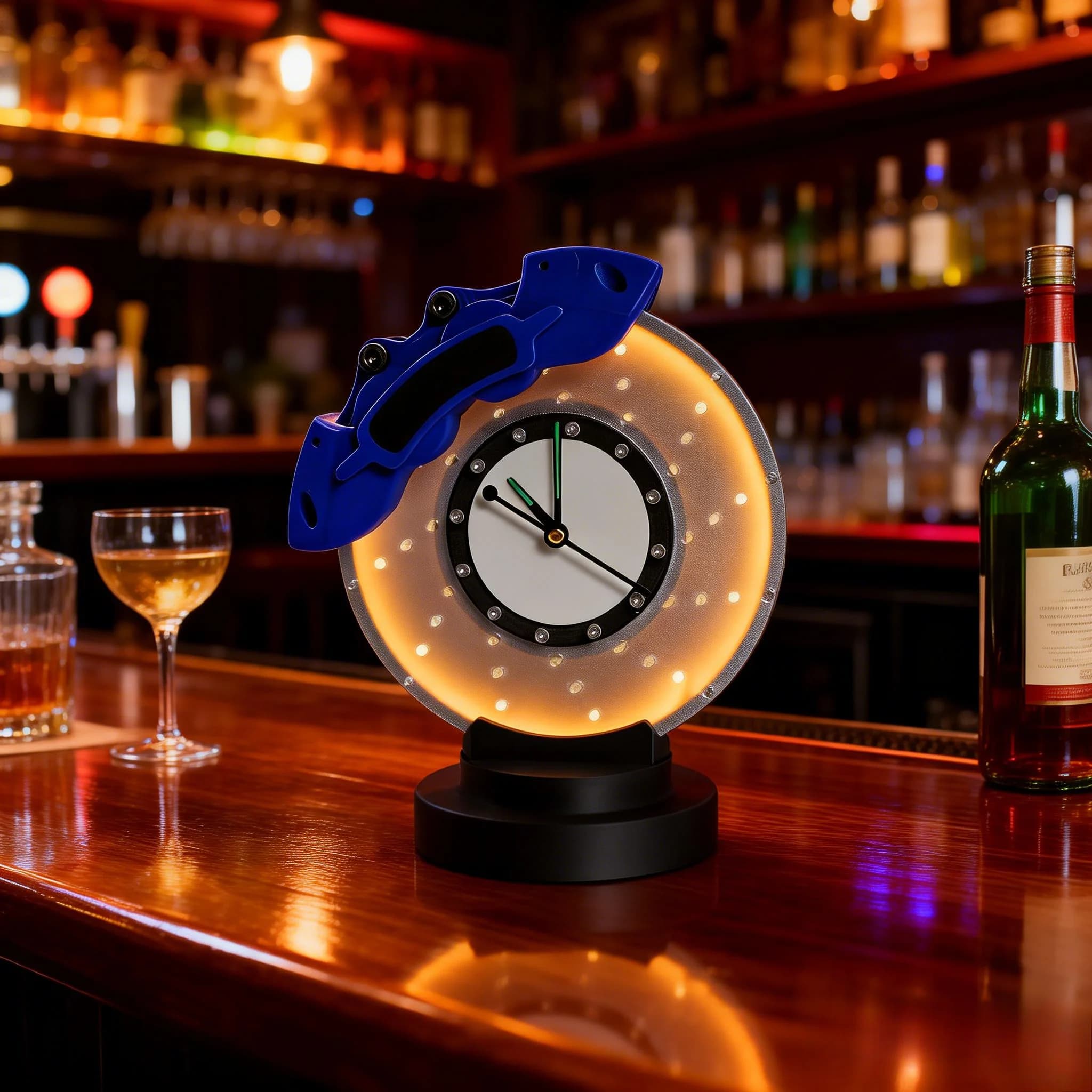 Luce Notturna LED Decorativa da Tavolo o Parete con Disco Freno DIY, Ricaricabile, per Atmosfera e Illuminazione Ambientale