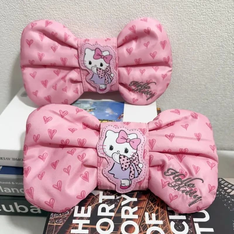 Hello Kitty Makeup Bag Portable Lipstick Holder Kawaii Cartoon Pencil Case Cute Bow Cosmetic Pouch for Girls School Stationery