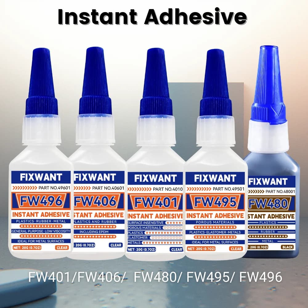 20g FW401/406/495/480 Super Colla istantanea ad asciugatura rapida Adesivo cianoacrilato Pelle Gomma Legno Metallo Colla liquida a legame forte