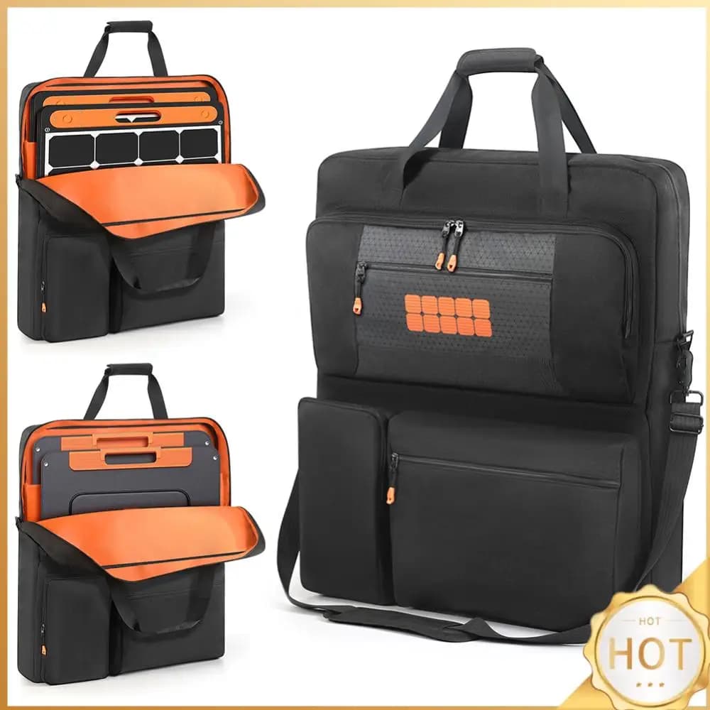 Borsa per il trasporto di pannelli solari con tasche multiple, custodia protettiva portatile a tracolla per Jackery SolarSaga 100W 200W
