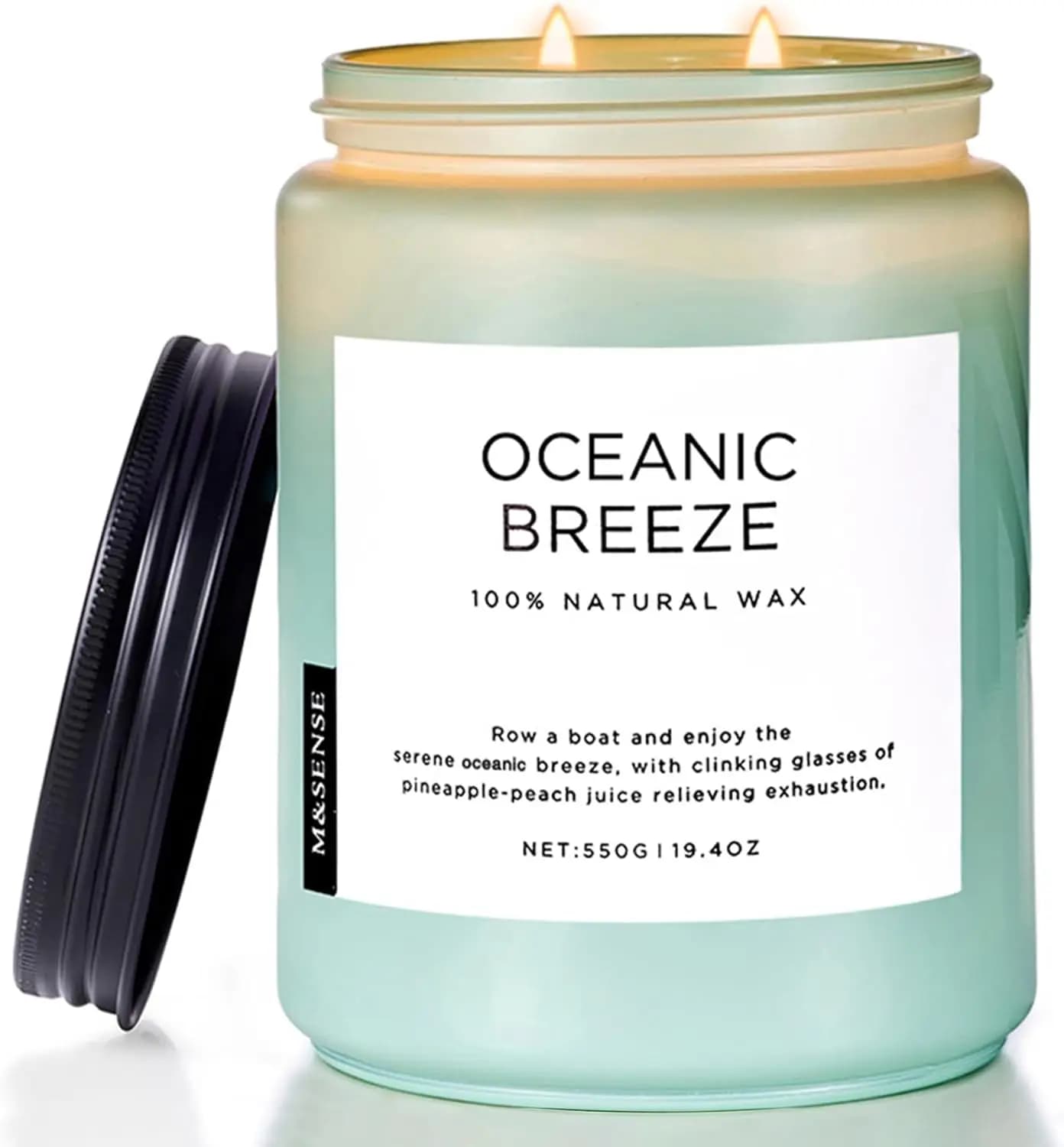 Candela Profumata Oceanic Breeze, 19.4oz, 110 ore di durata, Ananas e Mango, Cera di Soia Naturale, Regalo Antistress