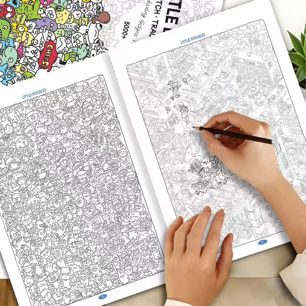 Little Doodles Coloring & Tracing Book 32 Pages Relaxing Sketch Trace & Color Activity Book for Adults & Teens