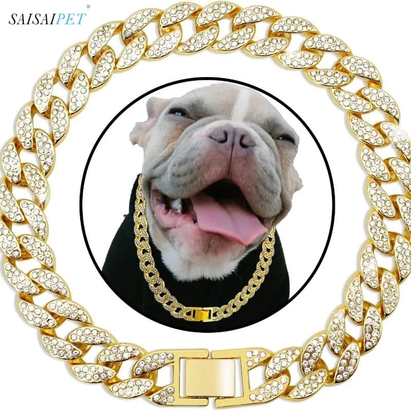 Spot 15 mm Nuovo collare per animali domestici tempestato di diamanti Stile hip-hop