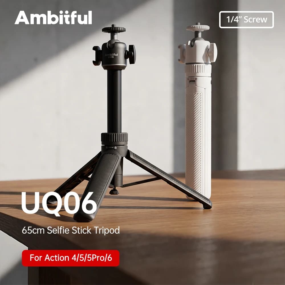Ambitful UQ06 Selfie Stick Quick-Release Tripod For DJI Pocket 4P/4/3 Action 6/5 Pro/4 YingShi Ace Pro 2 Phone Mini Mounts