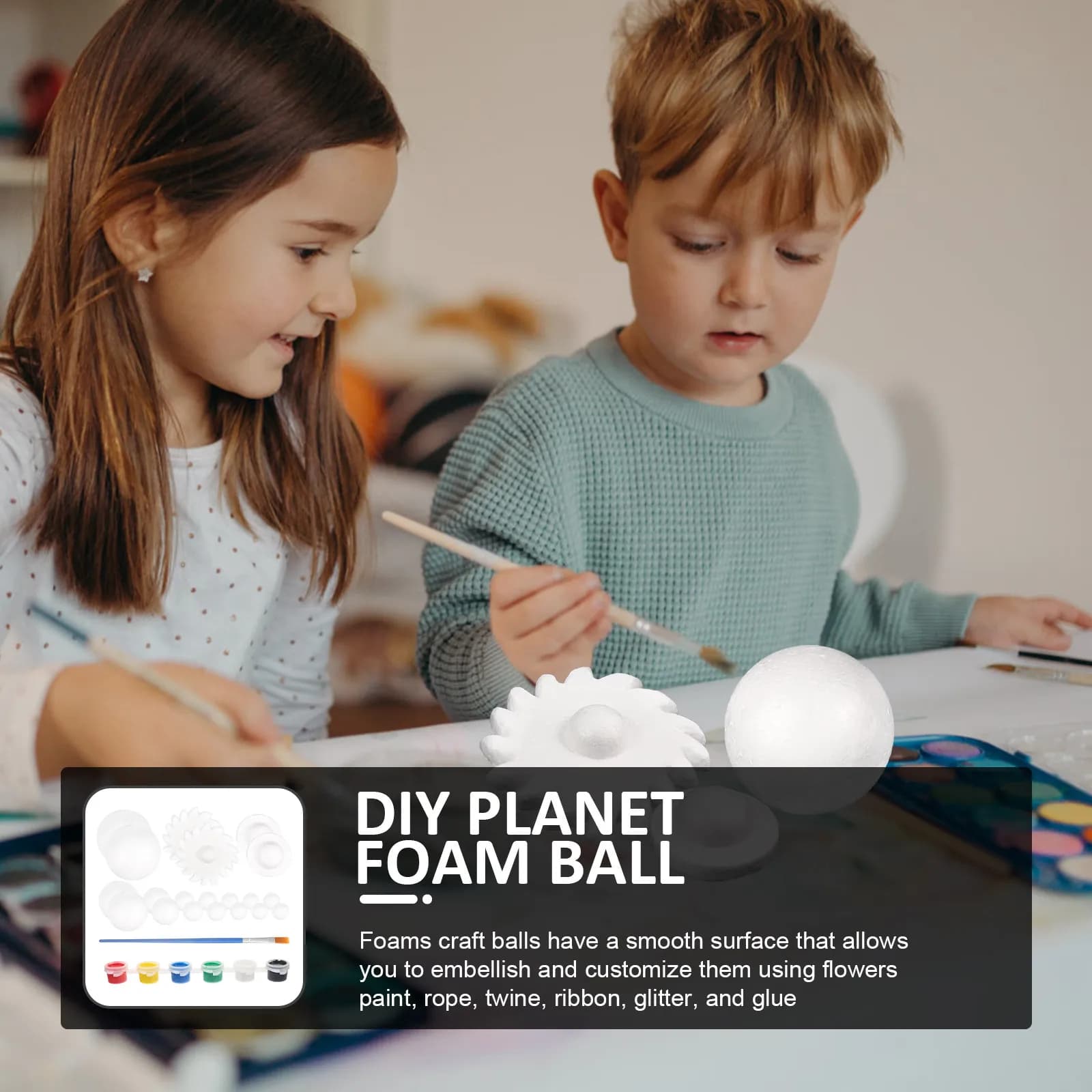 2Sets White Polystyrene Foam Balls DIY Solar System Kit Unfinished Craft Balls for Planet Modeling School Projects DIY Home