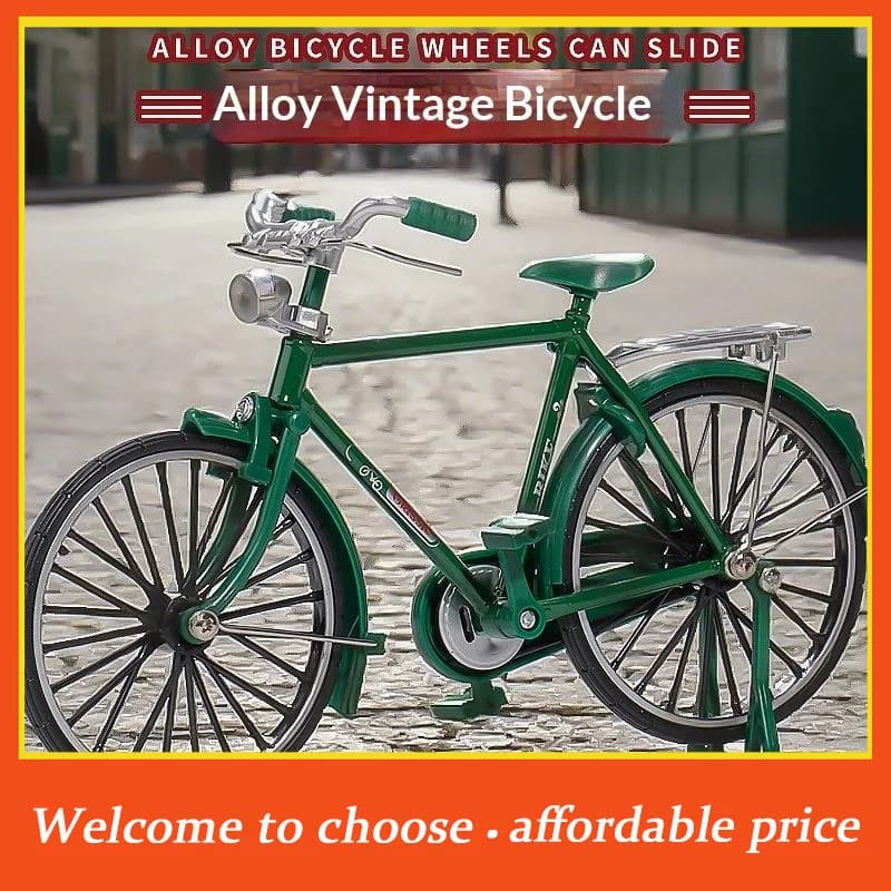 Xm 1 Set Nuovo Set Regalo da Collezione di Simulazioni, Modellino 1:10 Mini Bicicletta Retrò in Lega Pressofusa, Bici da Montagna in Metallo con Pompa di Gonfiaggio, Giocattoli
