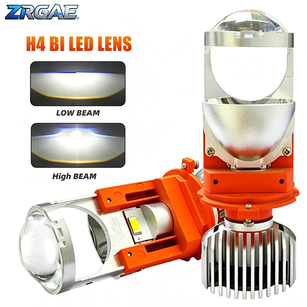 LED H4 Bi Mini LED Projector Lens Car Bulb Headlight Turbo Fan LED Lamp Low Beam 6000K Canbus Plug & Play For Car Motorcycle 12V