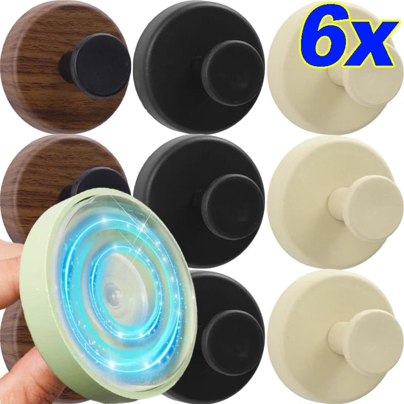 6/1PCS Suction Cup Hooks Punch-free Wall Mounted Hook Hanging Towel Storage Holder Household Bathroom Kitchen Vacuum Suction Cup