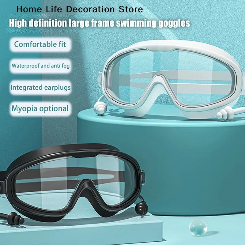 Occhialini da nuoto impermeabili e antiappannamento ad alta definizione, professionali, con montatura grande, per immersioni e nuoto, attrezzatura da nuoto per bambini