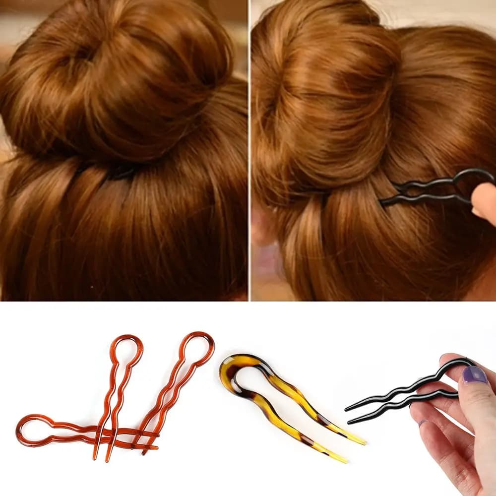 Comodi strumenti per lo styling semplici Accessori per capelli Forcina Bastone per capelli Fermaglio per capelli in plastica a forma di U Strumenti per lo styling delle donne