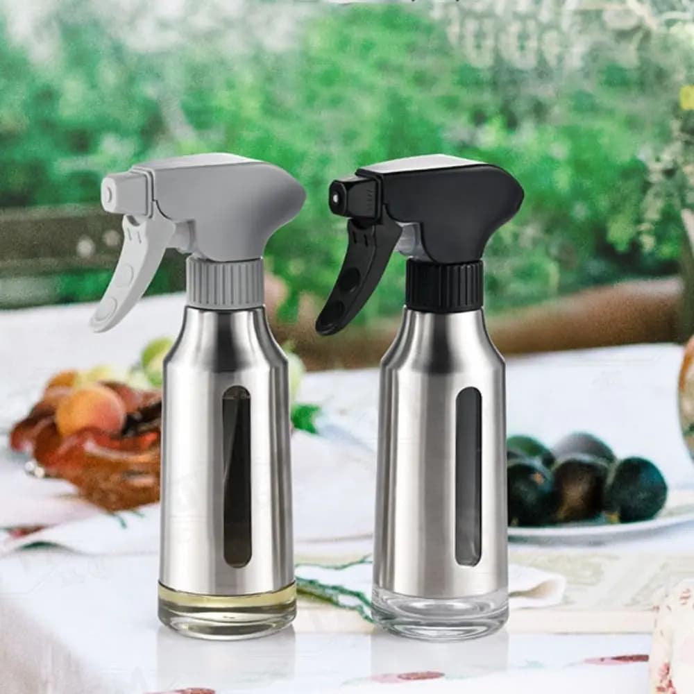 Flacone Spray per Olio Portatile in Acciaio Inossidabile, Antigoccia, Visibile, 180ml, Dispenser per Olio per Friggitrice ad Aria