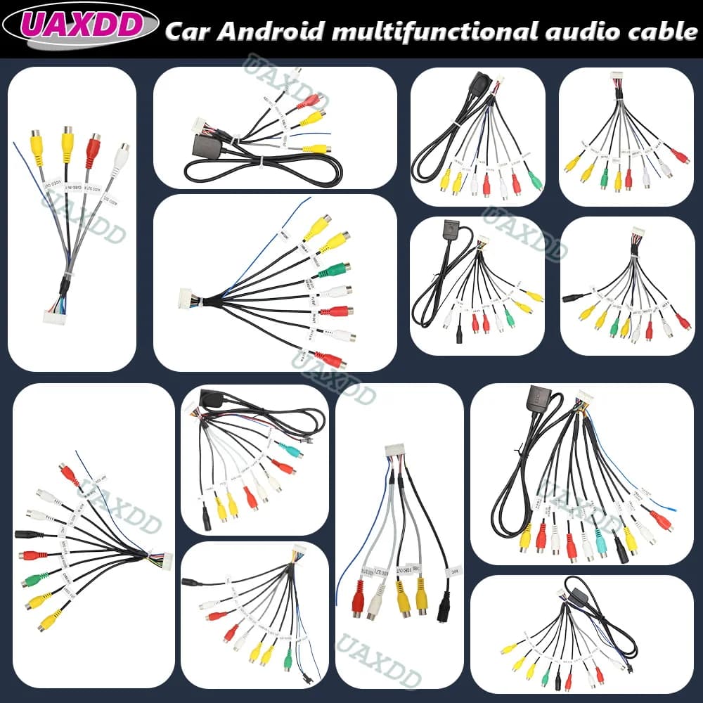 RCA 4G 2Din Autoradio Android frame Kit cablaggio video microfono Cavo audio per fotocamera Slot per scheda Presa di linea Spina di alimentazione ventola DVD MP5