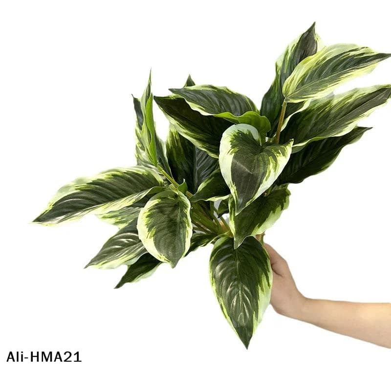 【H】Pianta Artificiale Creativa a 14 Foglie, Foglie Verdi Sempreverdi per Scenografie Fotografiche, Decorazione Murale per la Casa