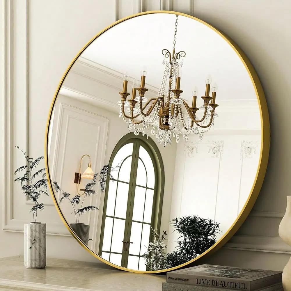 Specchio da parete 20 24 30 pollici con finitura oro per bagno, camera da letto, ingresso, elegante decorazione moderna.