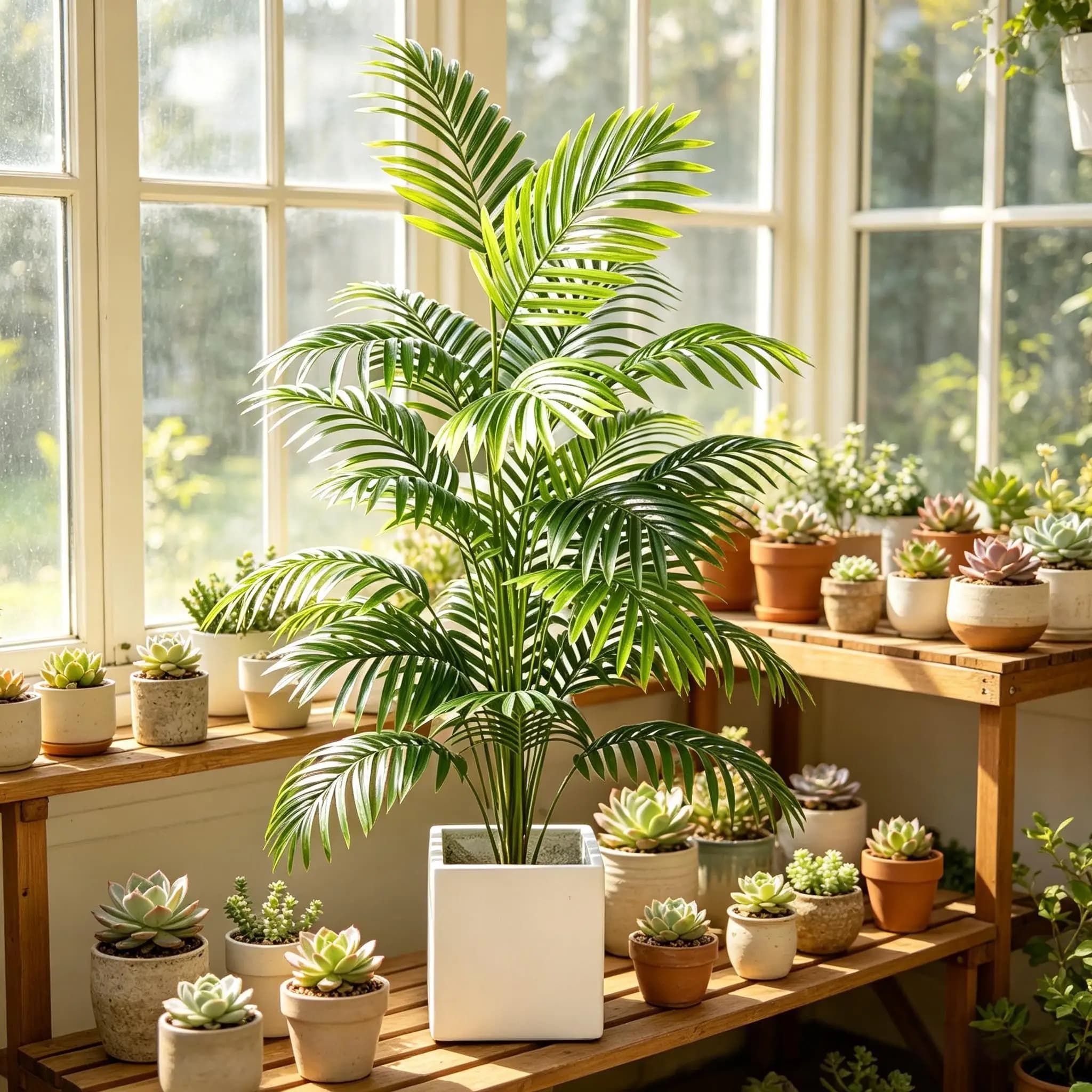 Bonsai di Palma Areca Artificiale in Vaso, Pianta Verde in Plastica per Decorazione di Interni, Giardino, Ufficio, Feste