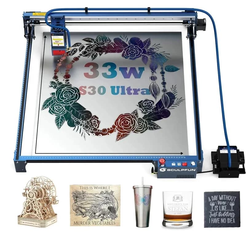 SCULPFUN S30 Ultra-33W Macchina per incisione laser 600x600mm Area di incisione Aria automatica Assist Lente sostituibile Protezione degli occhi