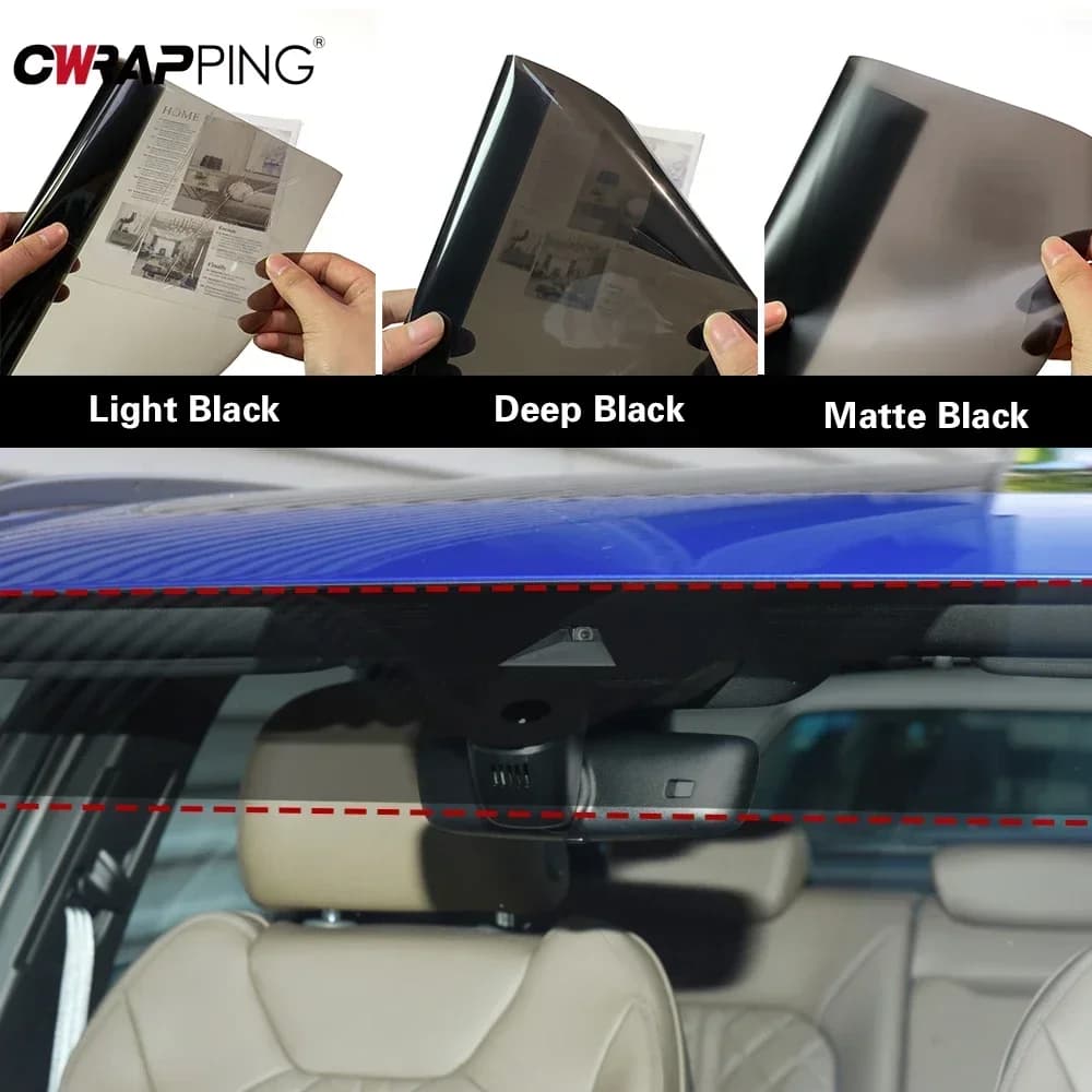 Parabrezza per auto Parabrezza Nero Finestrino anteriore Parasole in vinile Adesivo anti-uv Pellicola estiva per Idea femminile Accessori auto da campeggio