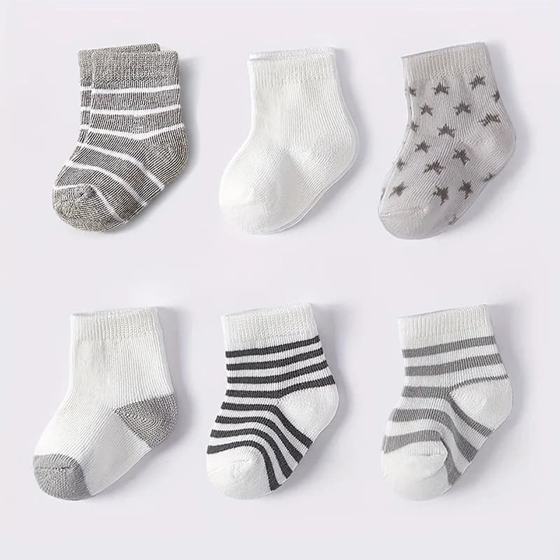 6 Pairs a Lot MILANCEL New Autumn Baby Socks Toddler Cute Striped Star Anklet Infant Boys 6 Colors Thin Style Socks