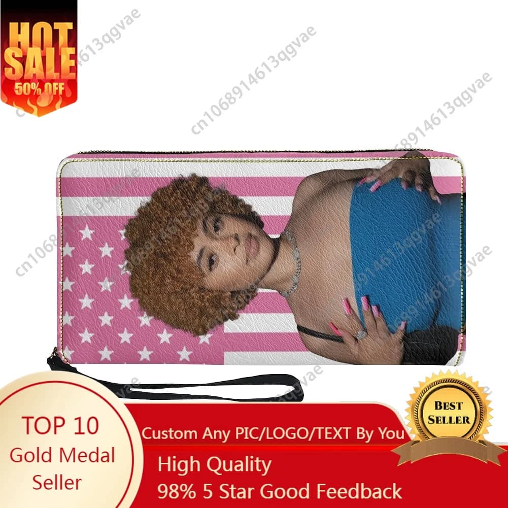 Ice Spice American Rapper Munch Borsa personalizzata Uomo Donna Adolescenti Portafogli lunghi con cerniera Borsa regalo portafoglio portatile con doppia stampa