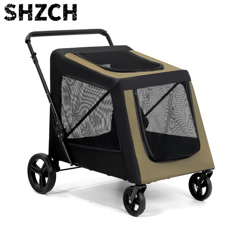 Foldable Large Pet Stroller 40kg Capacity All-Terrain Wheels Outdoor Travel Carrier for Dogs Cats Portable Cart