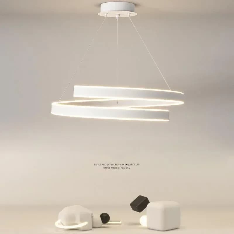 Lampade a sospensione dimmerabili a LED semplici nordiche Soggiorno Lampada a sospensione in metallo acrilico Anello di vernice Lampadario a sospensione Apparecchi di illuminazione