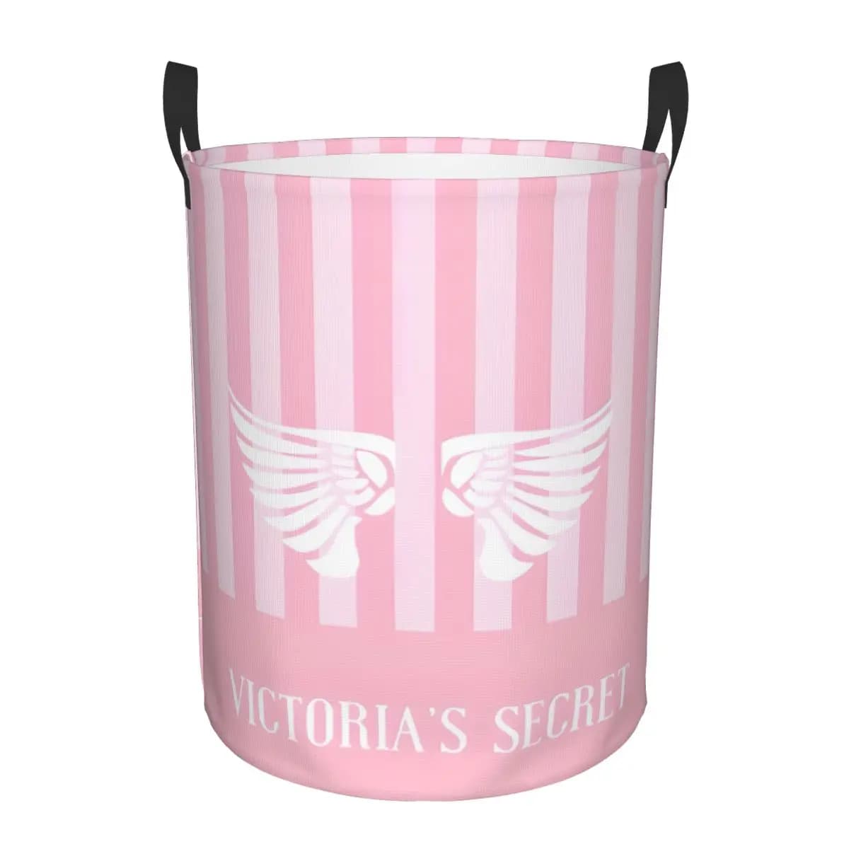 Household Fabric Dirty Cloth Basket Storage BucketCute Pink White Stripe Home Folding Toy Storage Basket Laundry Basket