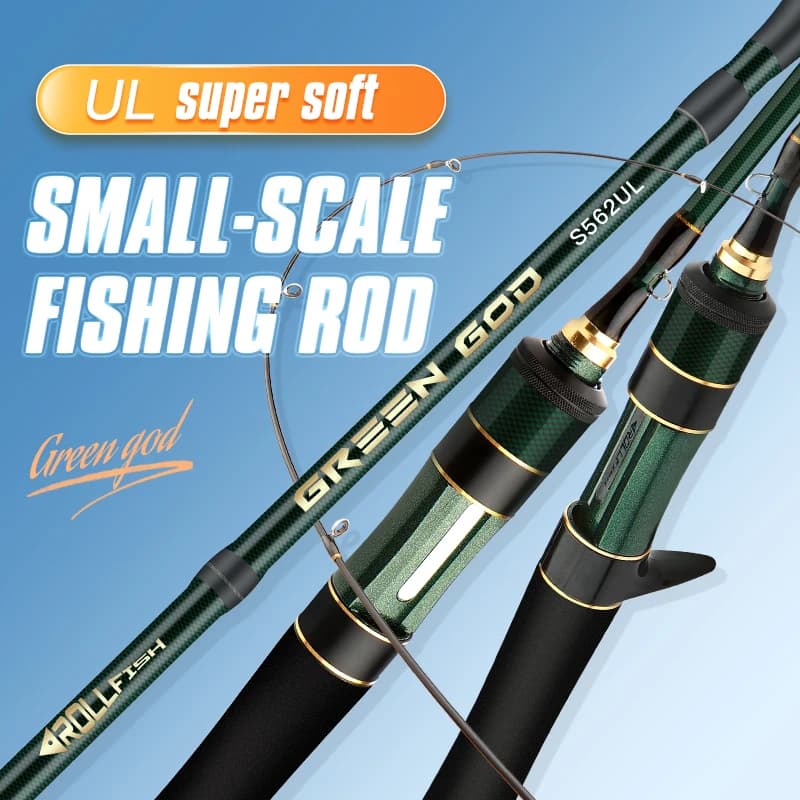 ROLLFISH UL Power Canna da pesca alla trota Fibra di carbonio Spinning Casting Canna da pesca con esca super morbida 1.38-1.8m Azione veloce