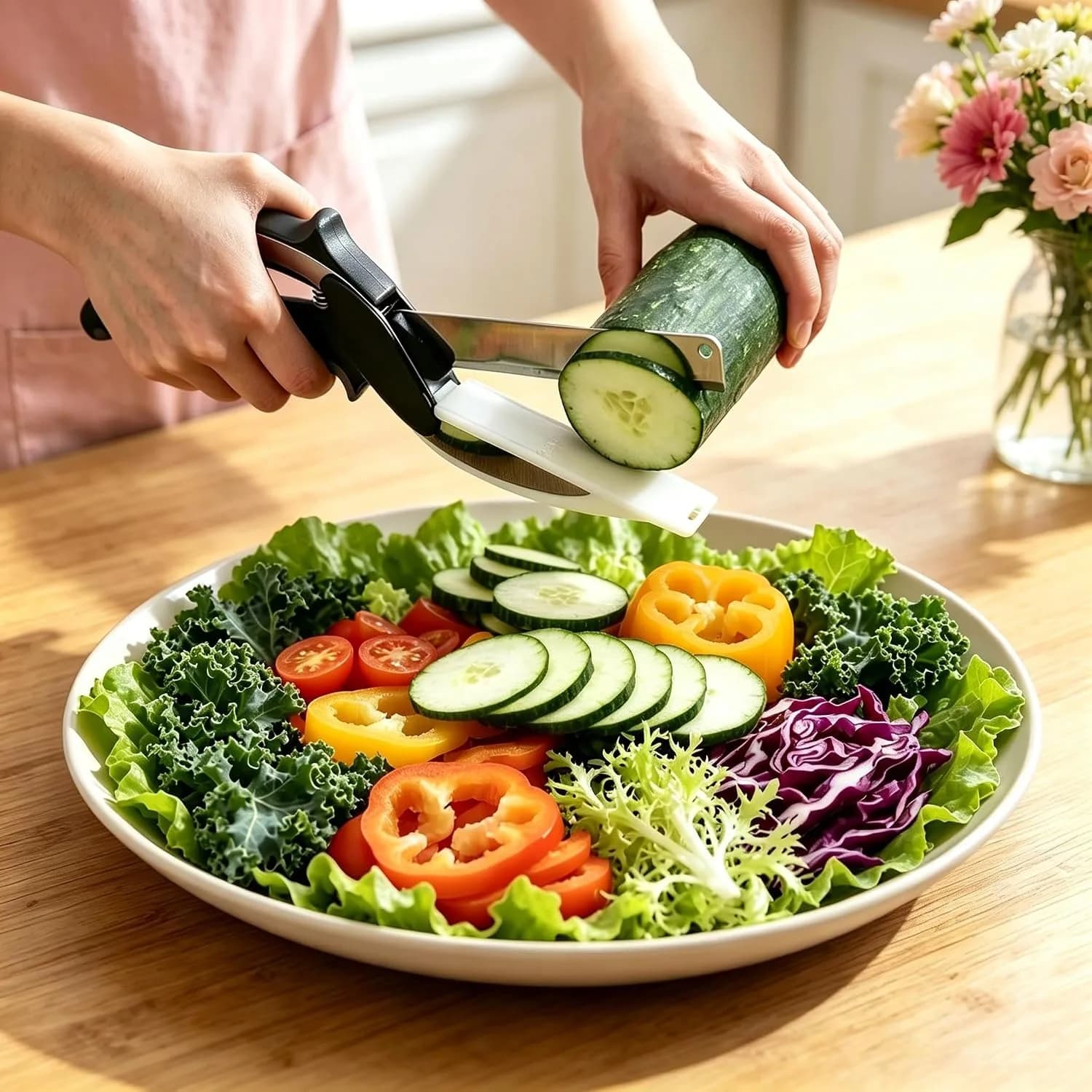 2-in-1 Kitchen Scissors with Cutting Board, Detachable Blades.Safety Lock, Dishwasher Safe Portable food cutter sharp slicer for vegetable, fruit, meat Salad, light meal.