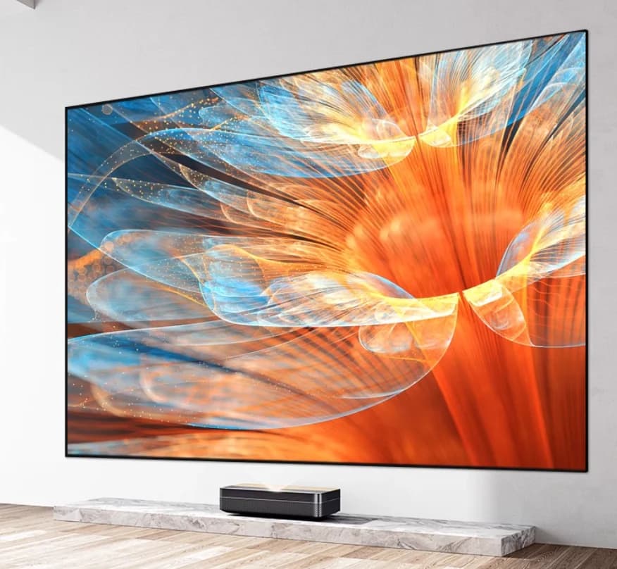 Schermo per proiettore Y-200" Schermi per rifiuta di luce di cristallo grigio 4K HD Schermo per cinema domestico montato a parete con cornice fissa a lancio corto