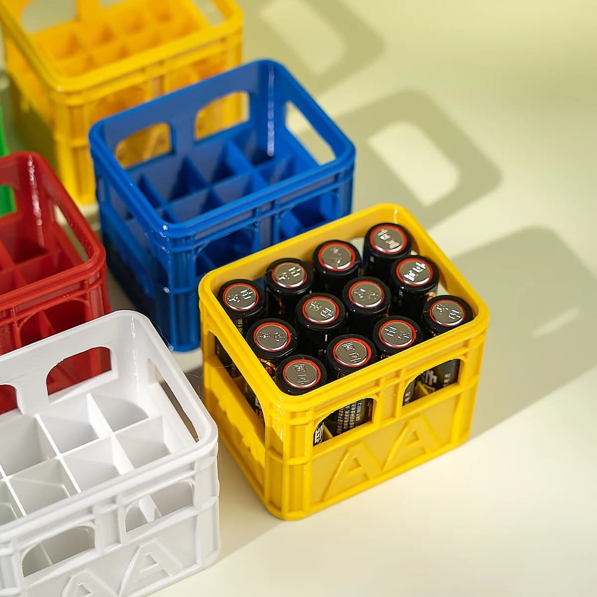 3D Printed Beer Case Style AA/AAA Battery Storage Boxes Stackable Battery Organizer Home Office Desktop Decor Storage Tool Gift