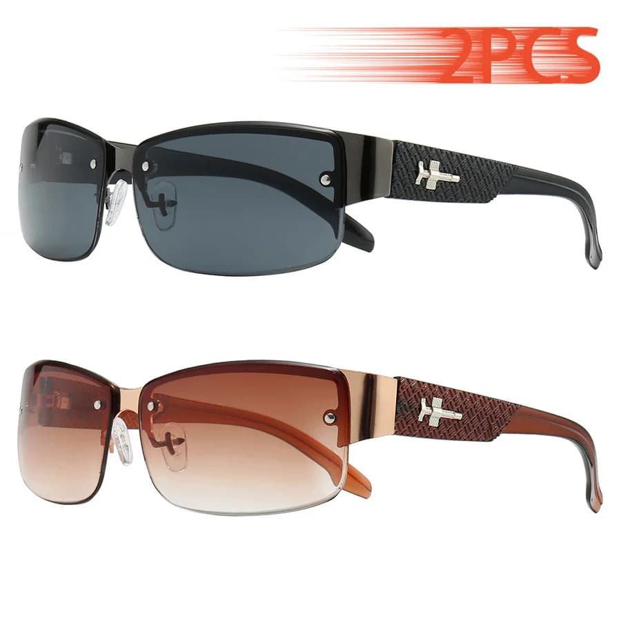 Set of sunglasses with vintage 2-piece lenses for men women Lightweight and fashionable safety glasses for fishing guide, travel, racing